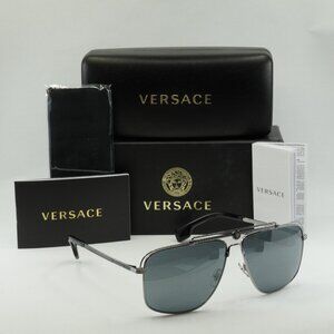 Versace VE2242 10016G Aviator Sunglasses – Gunmetal/Light Gray Mirrored Black